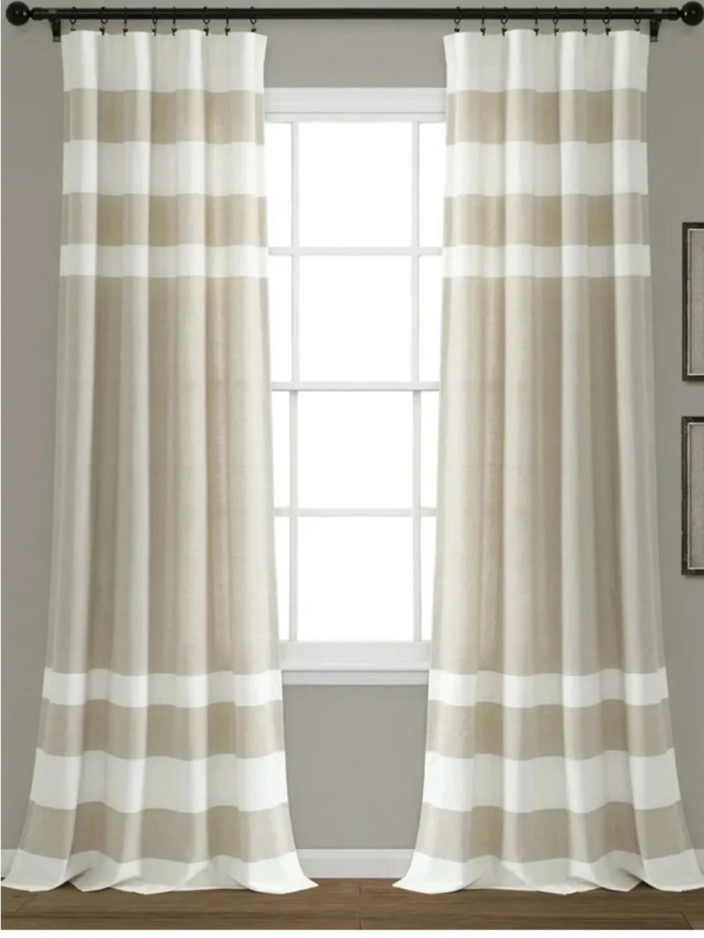 Set of 2 Lush Decor 84”x40 coastal stripe light filtering curtain panels